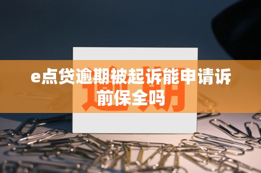 e点贷逾期被起诉能申请诉前保全吗