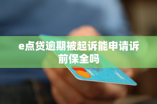 e点贷逾期被起诉能申请诉前保全吗