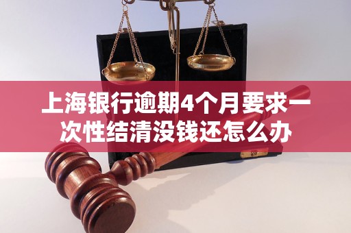 上海银行逾期4个月要求一次性结清没钱还怎么办 上海银行逾期4个月要求一次性结清没钱还怎么办
