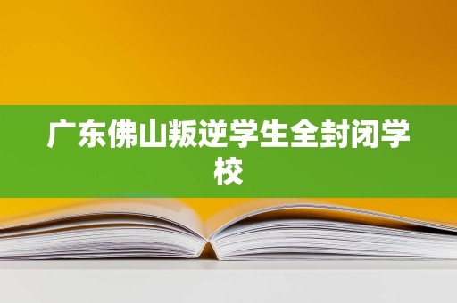 广东佛山叛逆学生全封闭学校