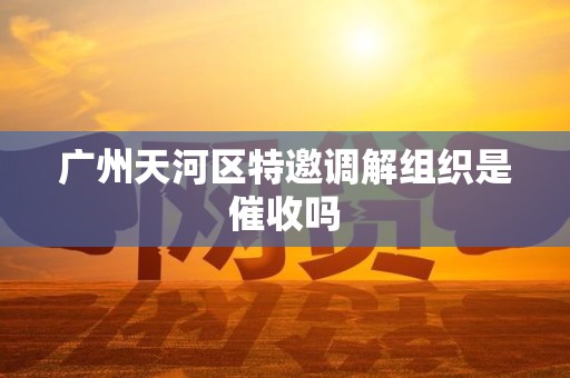 广州天河区特邀调解组织是催收吗