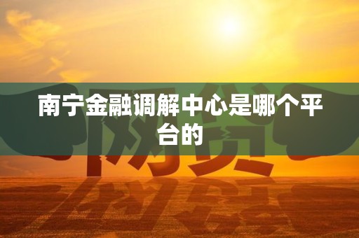 南宁金融调解中心是哪个平台的 南宁金融调解中心是哪个平台的