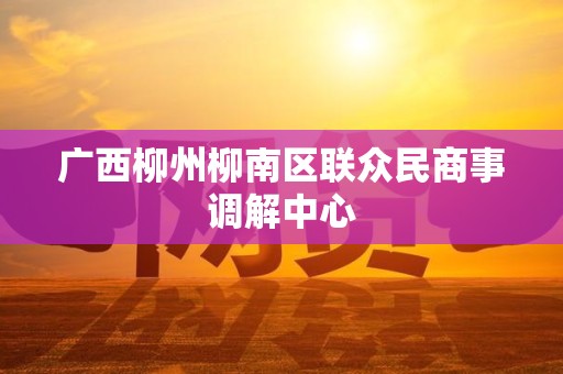 广西柳州柳南区联众民商事调解中心 广西柳州柳南区联众民商事调解中心