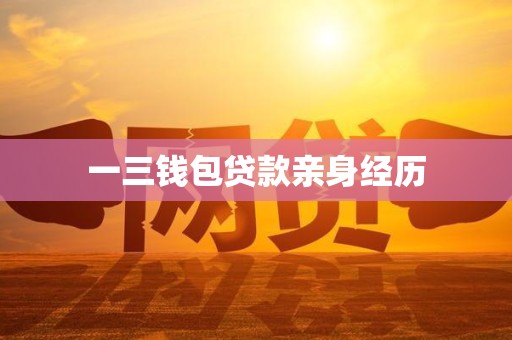 一三钱包贷款亲身经历