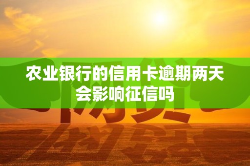 农业银行的信用卡逾期两天会影响征信吗 农业银行的信用卡逾期两天会影响征信吗