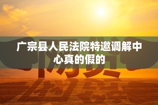 广宗县人民法院特邀调解中心真的假的