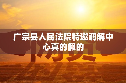 广宗县人民法院特邀调解中心真的假的