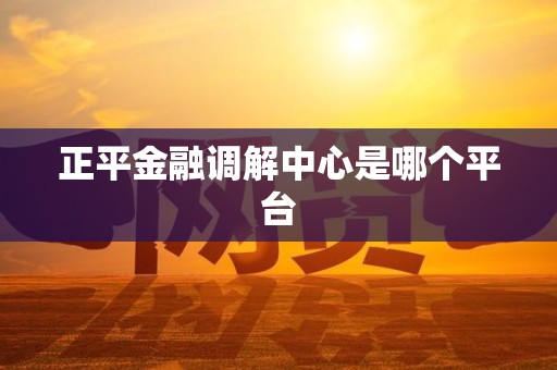 正平金融调解中心是哪个平台