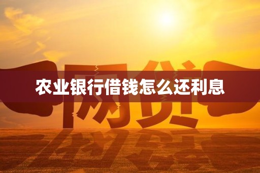 农业银行借钱怎么还利息 农业银行借钱怎么还利息