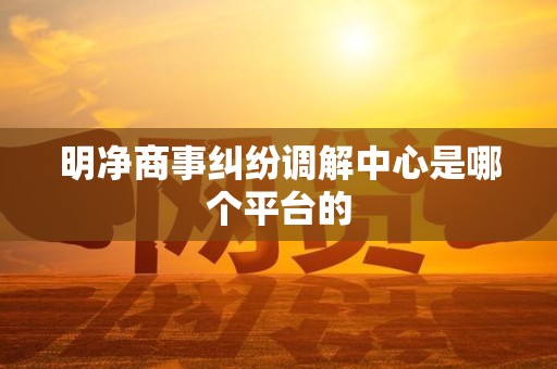 明净商事纠纷调解中心是哪个平台的