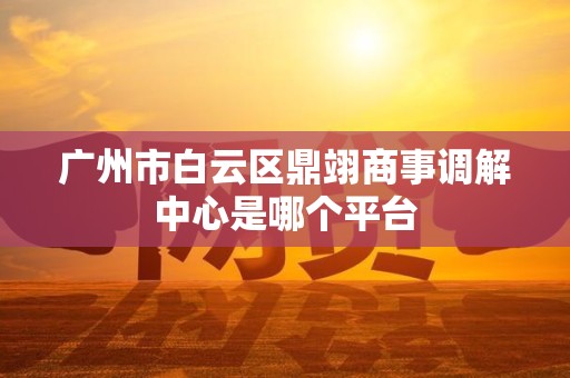 广州市白云区鼎翊商事调解中心是哪个平台