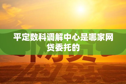 平定数科调解中心是哪家网贷委托的