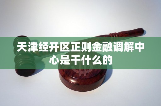 天津经开区正则金融调解中心是干什么的