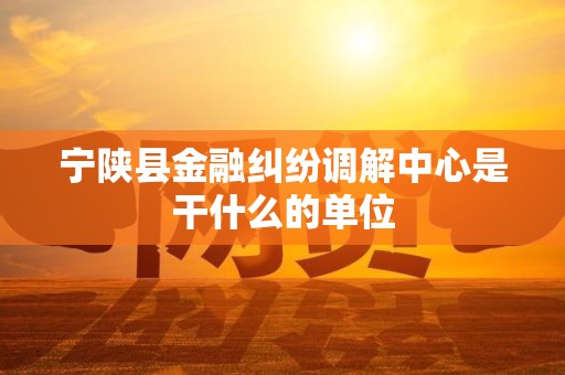 宁陕县金融纠纷调解中心是干什么的单位 宁陕县金融纠纷调解中心是干什么的单位