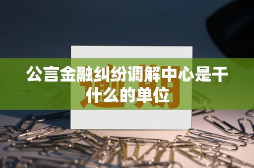 公言金融纠纷调解中心是干什么的单位 公言金融纠纷调解中心是干什么的单位