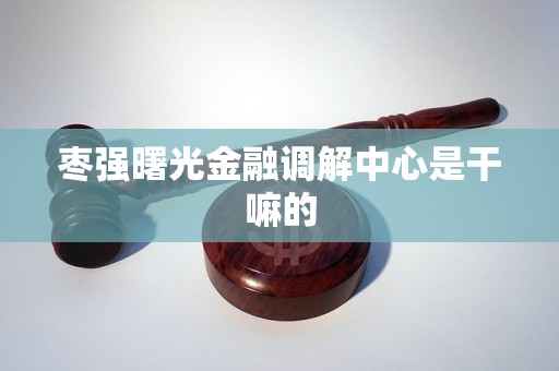 枣强曙光金融调解中心是干嘛的