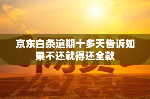 京东白条逾期十多天告诉如果不还就得还全款 京东白条逾期十多天告诉如果不还就得还全款