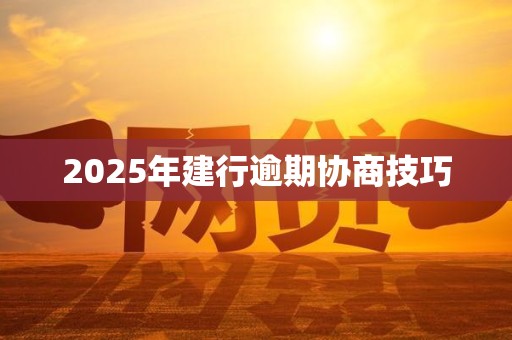 2025年建行逾期协商技巧