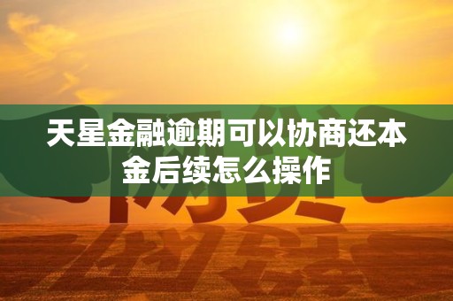 天星金融逾期可以协商还本金后续怎么操作 天星金融逾期可以协商还本金后续怎么操作