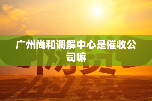 广州尚和调解中心是催收公司嘛