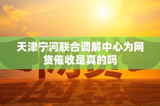 天津宁河联合调解中心为网贷催收是真的吗 天津宁河联合调解中心为网贷催收是真的吗