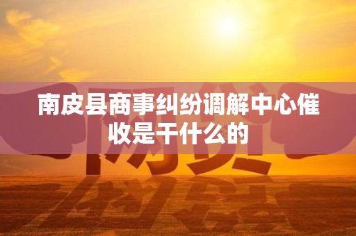 南皮县商事纠纷调解中心催收是干什么的 南皮县商事纠纷调解中心催收是干什么的