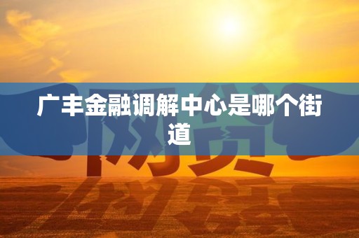 广丰金融调解中心是哪个街道