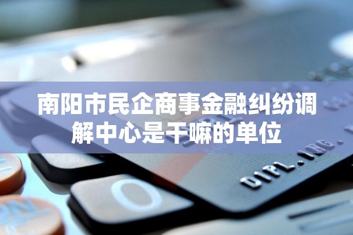 南阳市民企商事金融纠纷调解中心是干嘛的单位