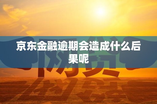 京东金融逾期会造成什么后果呢