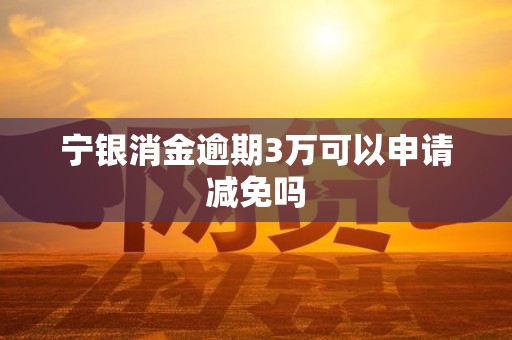 宁银消金逾期3万可以申请减免吗 宁银消金逾期3万可以申请减免吗