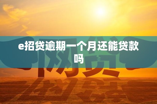 e招贷逾期一个月还能贷款吗 e招贷逾期一个月还能贷款吗