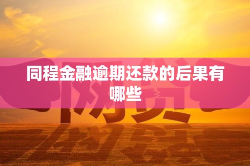 同程金融逾期还款的后果有哪些