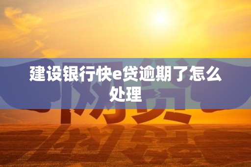 建设银行快e贷逾期了怎么处理