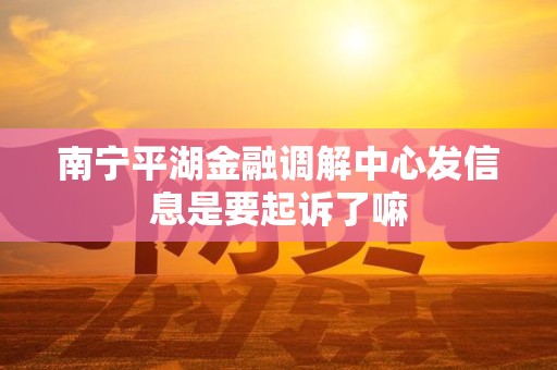南宁平湖金融调解中心发信息是要起诉了嘛