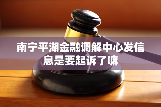 南宁平湖金融调解中心发信息是要起诉了嘛