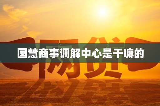 国慧商事调解中心是干嘛的 国慧商事调解中心是干嘛的