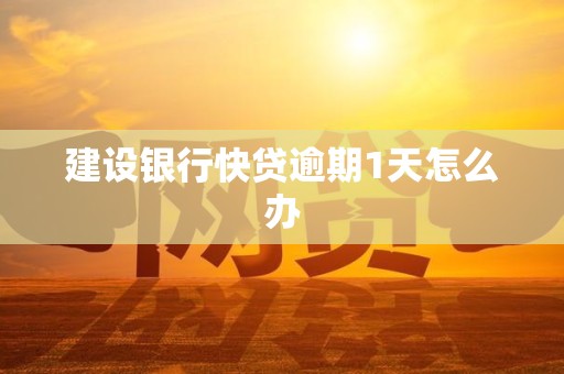 建设银行快贷逾期1天怎么办 建设银行快贷逾期1天怎么办
