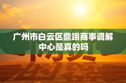 广州市白云区鼎翊商事调解中心是真的吗