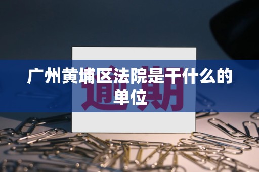 广州黄埔区法院是干什么的单位