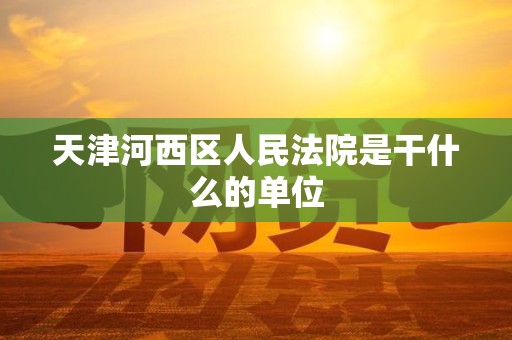 天津河西区人民法院是干什么的单位