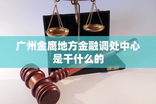 广州金鹰地方金融调处中心是干什么的