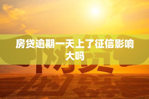 房贷逾期一天上了征信影响大吗