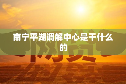 南宁平湖调解中心是干什么的 南宁平湖调解中心是干什么的