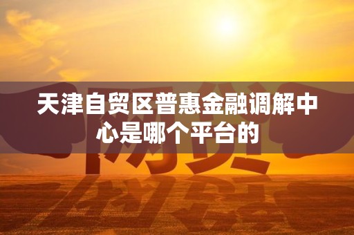 天津自贸区普惠金融调解中心是哪个平台的 天津自贸区普惠金融调解中心是哪个平台的