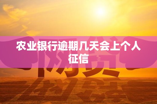 农业银行逾期几天会上个人征信