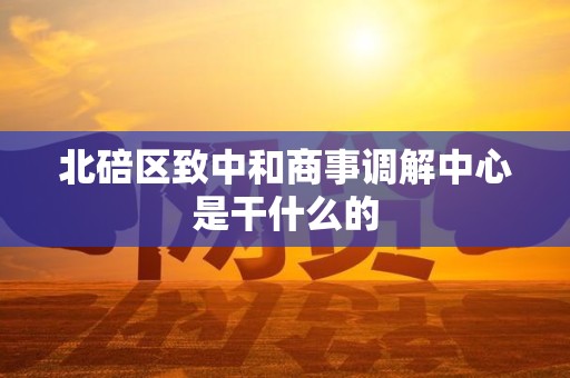 北碚区致中和商事调解中心是干什么的 北碚区致中和商事调解中心是干什么的