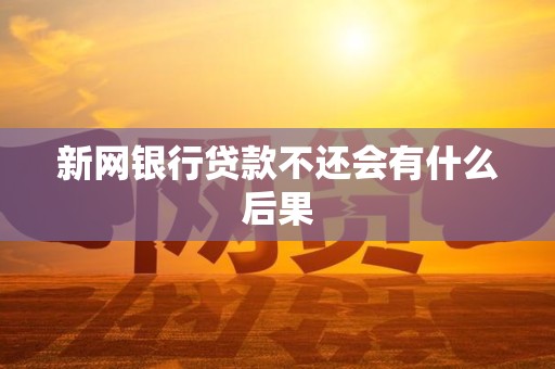 新网银行贷款不还会有什么后果 新网银行贷款不还会有什么后果
