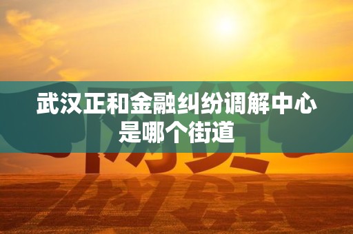武汉正和金融纠纷调解中心是哪个街道 武汉正和金融纠纷调解中心是哪个街道