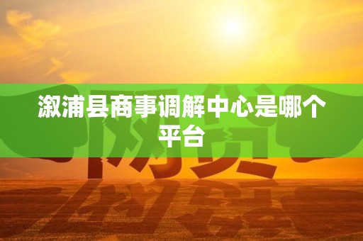 溆浦县商事调解中心是哪个平台