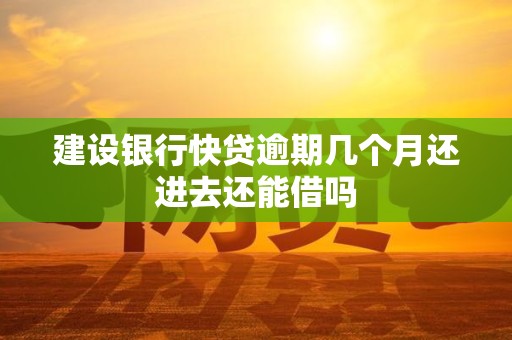 建设银行快贷逾期几个月还进去还能借吗